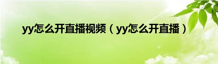 yy怎么开直播视频（yy怎么开直播）