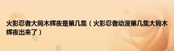火影忍者大筒木辉夜是第几集（火影忍者动漫第几集大筒木辉夜出来了）
