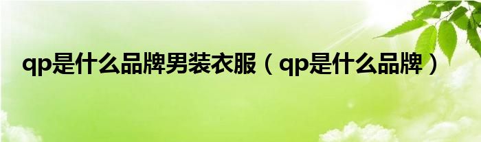 qp是什么品牌男装衣服（qp是什么品牌）