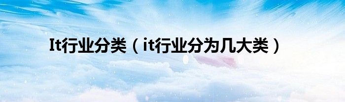 It行业分类（it行业分为几大类）