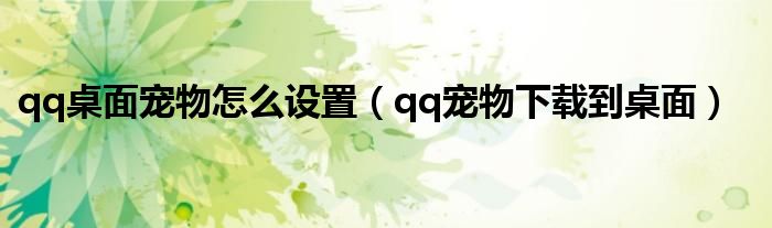 qq桌面宠物怎么设置（qq宠物下载到桌面）