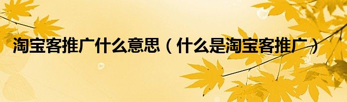淘宝客推广什么意思（什么是淘宝客推广）